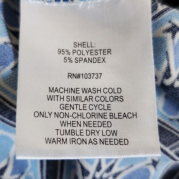 Donna Morgan Collared 3/4 Sleeve Blue Black & White Patterened Dress 6 - Picture 5 of 7